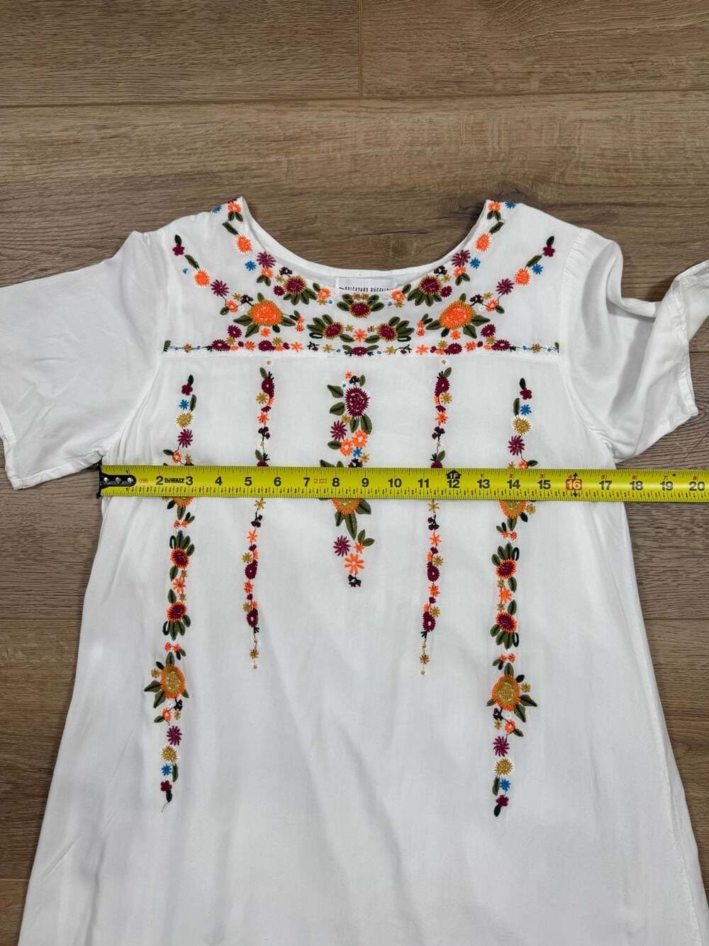 Brickyard Buffalo White Floral Embroidered Shift Dress S Boho Rayon - Picture 6 of 12
